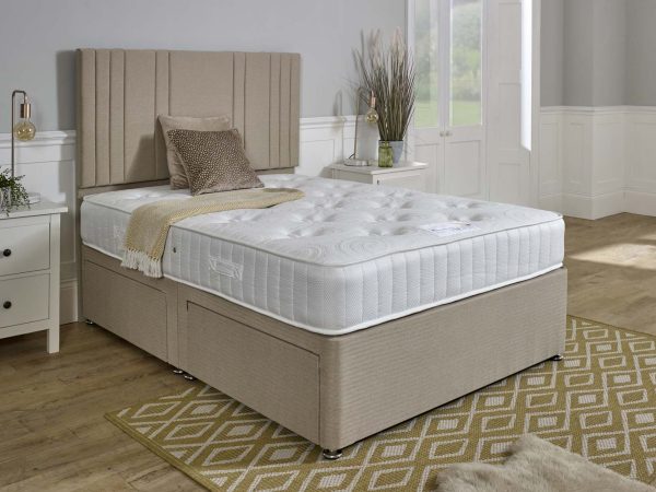 New Amber 2 Drawer Divan Set Package Deal Including Any 24" Strutted Headboard Of Your Choice.