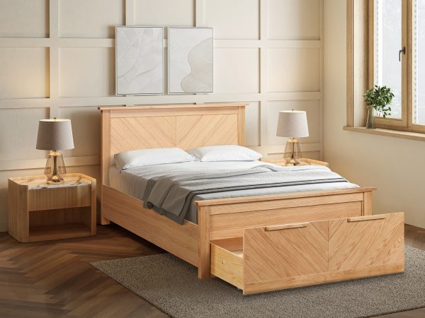 Minnesota Solid Oak Bed Frame With Drawer FSC Certified