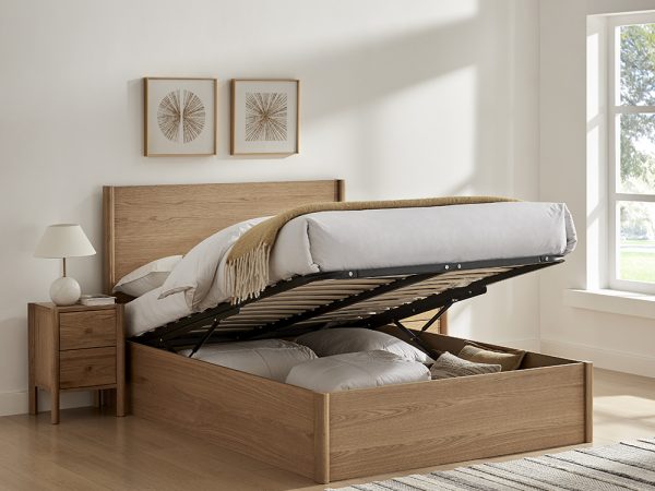 Jasminum Solid American Oak Ottoman Bed Frame