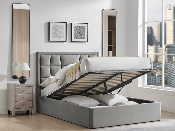 Carmell Silver Ottoman Storage Bed Frame