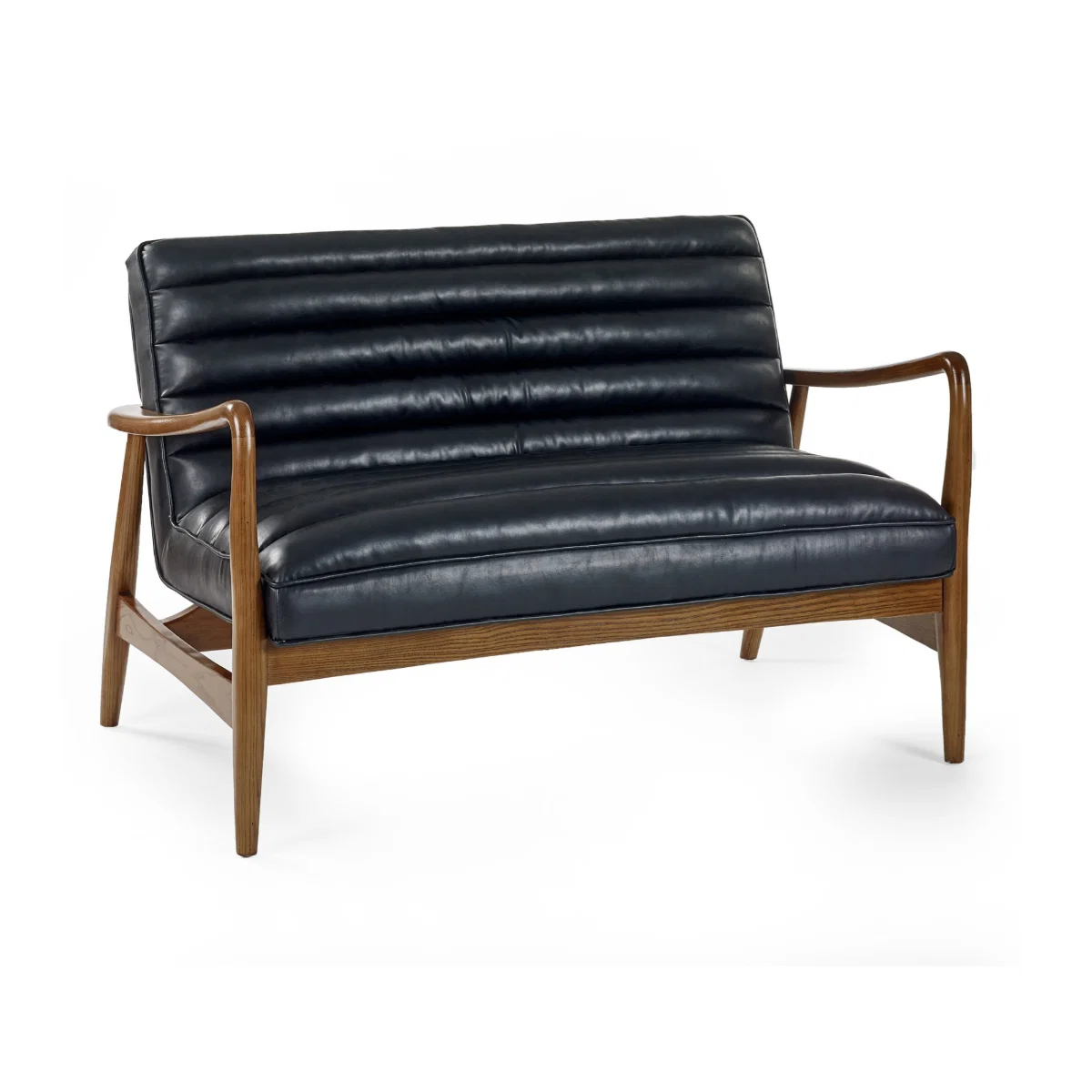 Marshall Black Faux Leather 2 Seater Sofa - Image 2