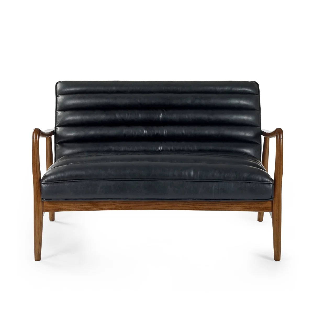 Marshall Black Faux Leather 2 Seater Sofa - Image 3