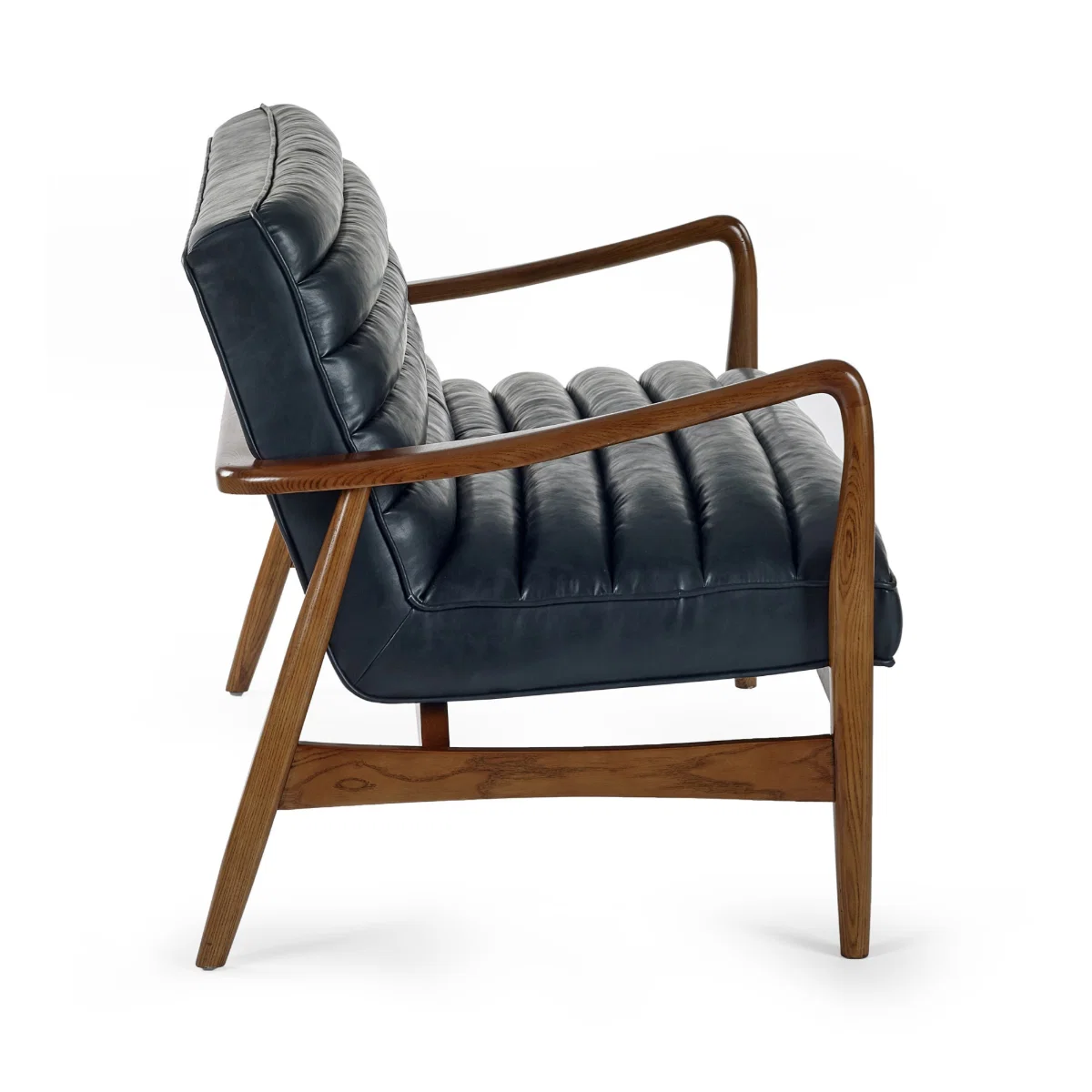 Marshall Black Faux Leather 2 Seater Sofa - Image 4