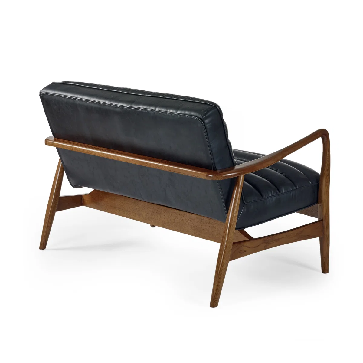 Marshall Black Faux Leather 2 Seater Sofa - Image 5